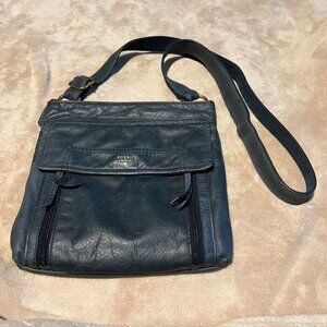 fossil crossbody blue gray bag Crossbody purse leather soft